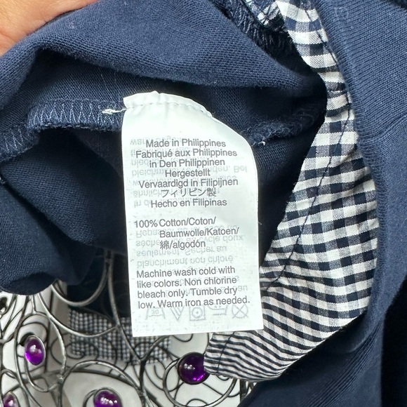 J Crew Mercantile boat neck sweatshirt with gingham layers size L - Picture 8 of 9